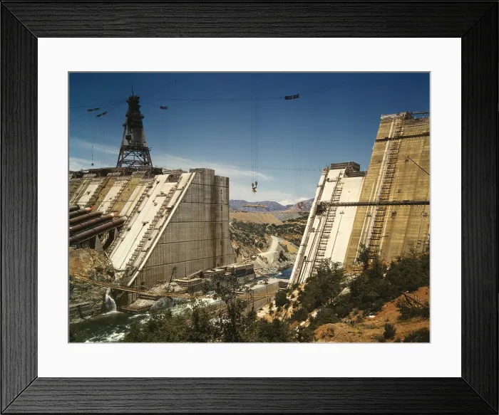 Framed Print : The Shasta dam under construction. It was, a New Deal project to provide irrigation, flood control and electricity to California's Central Valley