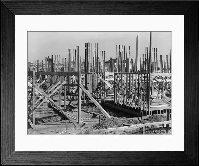 Framed Print : Wood frame construction of the Counsel of National Defense Headquarters in Washington, D.C. in 1917