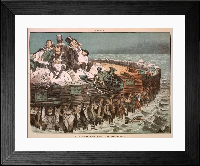 Framed Print : Political carton, THE PROTECTORS OF OUR INDUSTRIES, depicts tycoons Cyrus Field, Jay Gould, Cornelius Vanderbilt II, and Russell Sage Framed Print : Political carton, THE PROTECTORS OF OUR INDUSTRIES, depicts tycoons Cyrus Field, Jay Gould, Cornelius Vanderbilt II, and Russell Sage