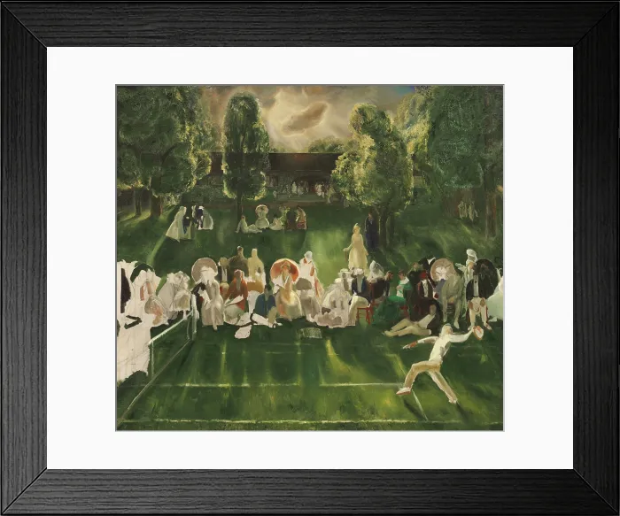 Framed Print : Tennis Tournament, by George Bellows, 1920, American painting, oil on canvas. The matches at the Newport Casino was both a sporting event and social occasion