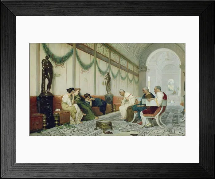 Framed Print : Interior of Roman Building with Figures, by Ettore Forti, 1890-1910 c. Italian painting, oil on canvas
