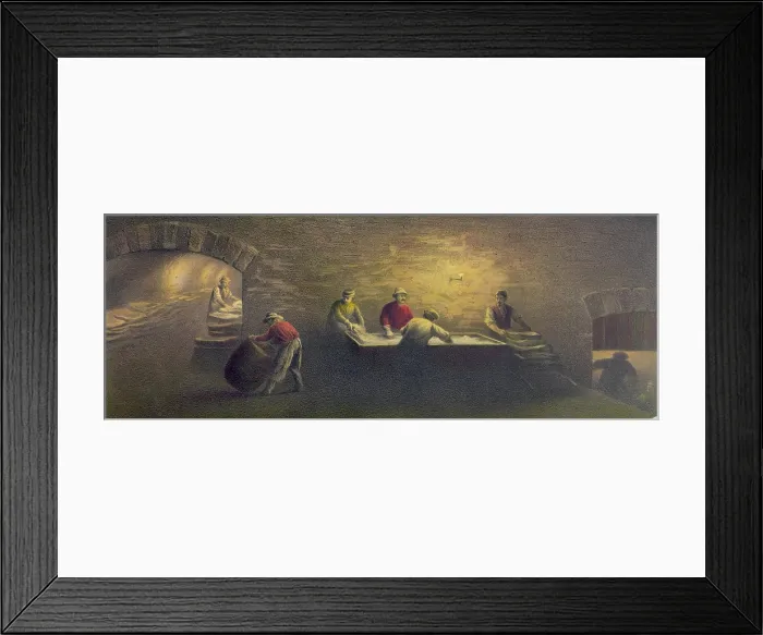 Framed Print : Pork packing house in Cincinnati, Ohio, 1873. Scene shows packing hams in salt to cure them for preservation without refrigeration Framed Print : Pork packing house in Cincinnati, Ohio, 1873. Scene shows packing hams in salt to cure them for preservation without refrigeration