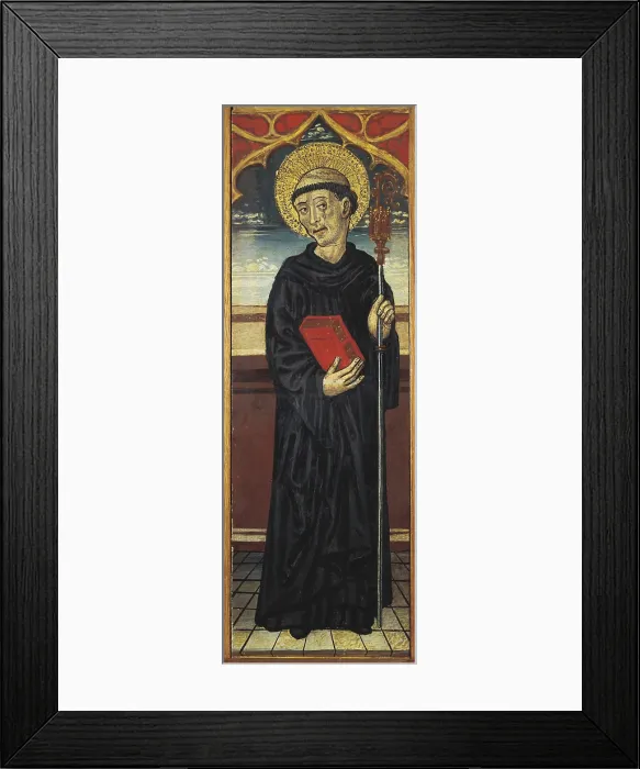 Framed Print : SPAIN. Vimbodi. Monastery of Poblet. Painting of a saint. Catalano-Aragonese school (from the Crown of Aragon). Gothic art. Tempera on wood. - J Framed Print : SPAIN. Vimbodi. Monastery of Poblet. Painting of a saint. Catalano-Aragonese school (from the Crown of Aragon). Gothic art. Tempera on wood. - J