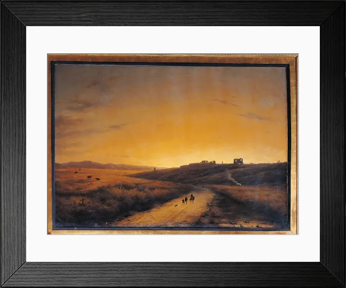 Framed Print : The Dawn Seen from the Countryside outside Rome, by Giuseppe Canella, 1838 - 1839, 19th Century, oil on canvas, cm 110 x 160 - Italy, Lombardy, Milan