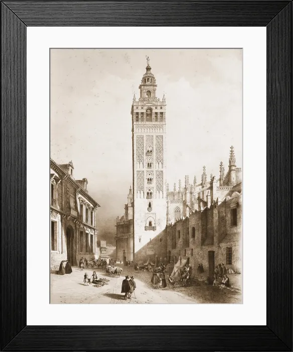 Framed Print : PEREZ VILLAAMIL, Jenaro (1807-1854). Espana artistica y monumental. 1842 - 1850. The Giralda in Seville. Minaret that was converted to a bell tower for the Cathedral of Seville Framed Print : PEREZ VILLAAMIL, Jenaro (1807-1854). Espana artistica y monumental. 1842 - 1850. The Giralda in Seville. Minaret that was converted to a bell tower for the Cathedral of Seville