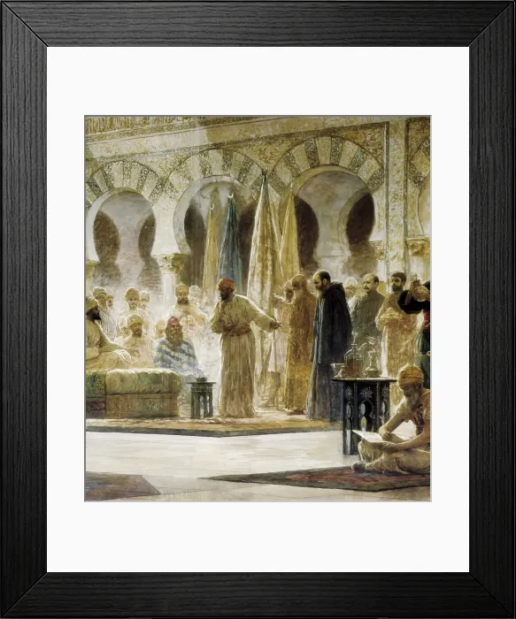 Framed Print : BAIXERAS i VERDAGUER, Dionis (1862-1943). Abd al-Rahman III Receiving the Ambassador. 1885. Detail of the central part Framed Print : BAIXERAS i VERDAGUER, Dionis (1862-1943). Abd al-Rahman III Receiving the Ambassador. 1885. Detail of the central part
