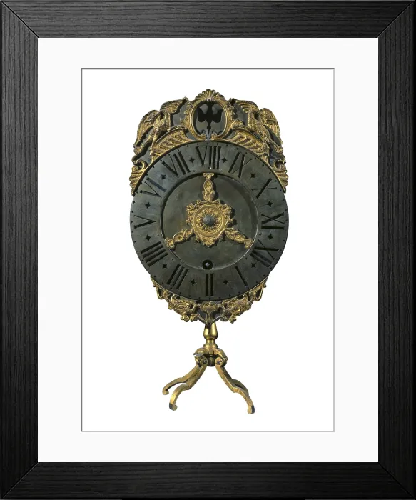 Framed Print : English 'lantern clock' (18th c.). Baroque art. Jewelry. FRANCE. Besanon. Museum of Fine Arts and Archaeology. Proc: UNITED KINGDOM. ENGLAND Framed Print : English 'lantern clock' (18th c.). Baroque art. Jewelry. FRANCE. Besanon. Museum of Fine Arts and Archaeology. Proc: UNITED KINGDOM. ENGLAND