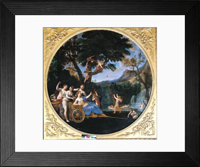 Framed Print : Venus at her Toilet, by Francesco Albani, 1618 about, 17th Century, oil on canvas, 154 cm - Italy, Lazio, Rome, Borghese Gallery. All