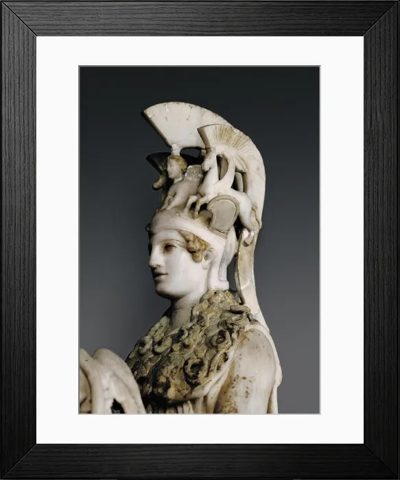 Framed Print : PHIDIAS (490 -431 BC). Varvakeion Athena. 448 BC. Roman copy from the 2nd c. of the cryselephantine original, the Partenos Athena. Detail. Classical Greek art