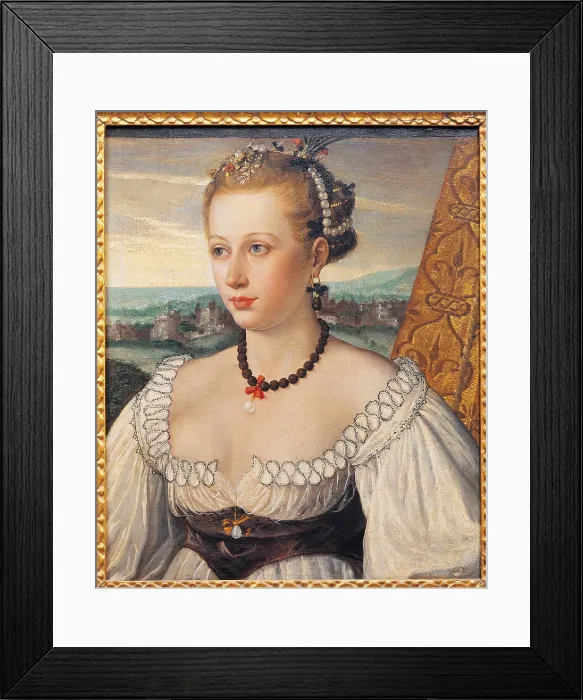 Framed Print : Female portrait, by school of Alessandro Bonvicino known as Moretto da Brescia, 16th Century, oil on canvas, - Italy, Lazio, Rome, National Academy of San Luca. All Framed Print : Female portrait, by school of Alessandro Bonvicino known as Moretto da Brescia, 16th Century, oil on canvas, - Italy, Lazio, Rome, National Academy of San Luca. All