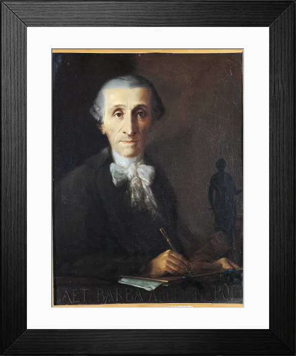 Framed Print : Portrait of Gaetano Barba, Architect, by Pietro Bardellino, 1790, 18th Century, oil on canvas, cm 63, 5 x 49, 5 - Italy, Lazio, Rome, National Academy of San Luca. All