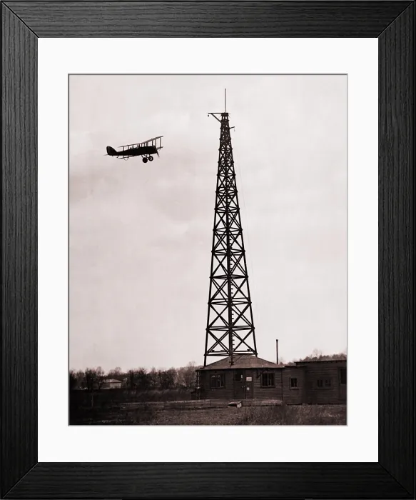 Framed Print : First radio beacon station, with the operating shack and antenna system at College Park, Maryland. Airplane used the radio signals for navigation. 1928 Framed Print : First radio beacon station, with the operating shack and antenna system at College Park, Maryland. Airplane used the radio signals for navigation. 1928