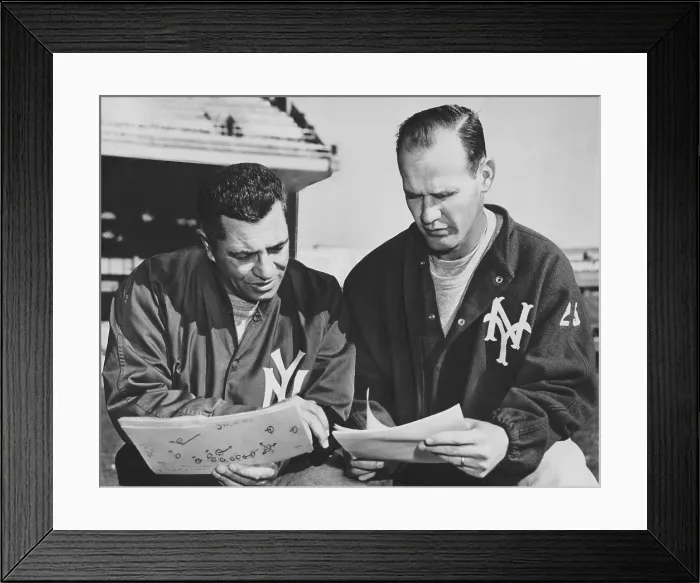Framed Print : NY Giants coaches, Tom Landry and Vince Lombardi reviewing play charts, Nov. 15, 1958. - (BSLOC_2015_1_115)