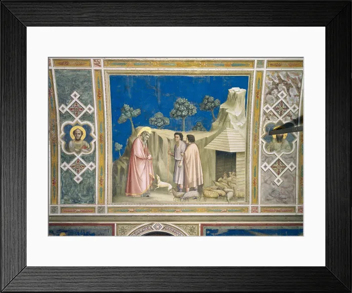Framed Print : Scenes from the Life of Joachim Joachim among the Shepherds, by Giotto, 1304 - 1306, 14th Century, fresco, cm 200 x 185 - Italy, Veneto, Padua, Scrovegni Chapel. All