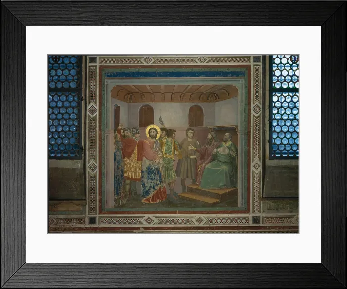 Framed Print : Stories of the Passion Christ before Caiphas, by Giotto, 1304 - 1306 about, 14th Century, fresco, cm 200 x 185 - Italy, Veneto, Padua, Scrovegni Chapel. All