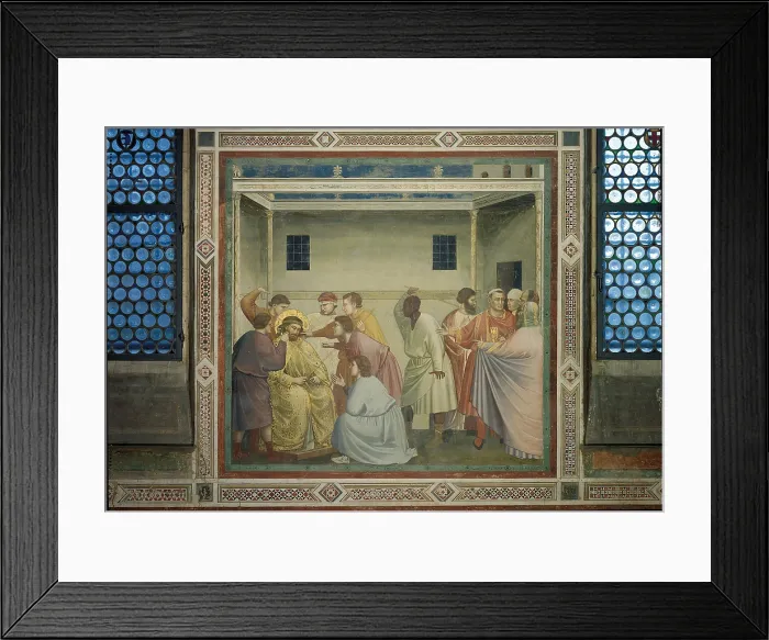 Framed Print : Scenes from the Life of Christ Flagellation, by Giotto, 1304 - 1306, 14th Century, fresco, cm 200 x 185 - Italy, Veneto, Padua, Scrovegni Chapel. All