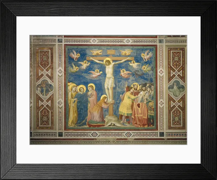 Framed Print : Stories of the Passion The Crucifixion, by Giotto, 1304 - 1306 about, 14th Century, fresco, - Italy, Veneto, Padua, Scrovegni Chapel Framed Print : Stories of the Passion The Crucifixion, by Giotto, 1304 - 1306 about, 14th Century, fresco, - Italy, Veneto, Padua, Scrovegni Chapel