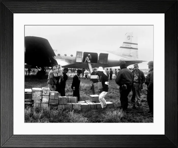 Framed Print : U.S. Air Force Combat Cargo Command supplied the Oct.-Nov. 1950 UN advance north of the 38th Parallel. They flew into seized airbases with food, ammunition, and troops Framed Print : U.S. Air Force Combat Cargo Command supplied the Oct.-Nov. 1950 UN advance north of the 38th Parallel. They flew into seized airbases with food, ammunition, and troops