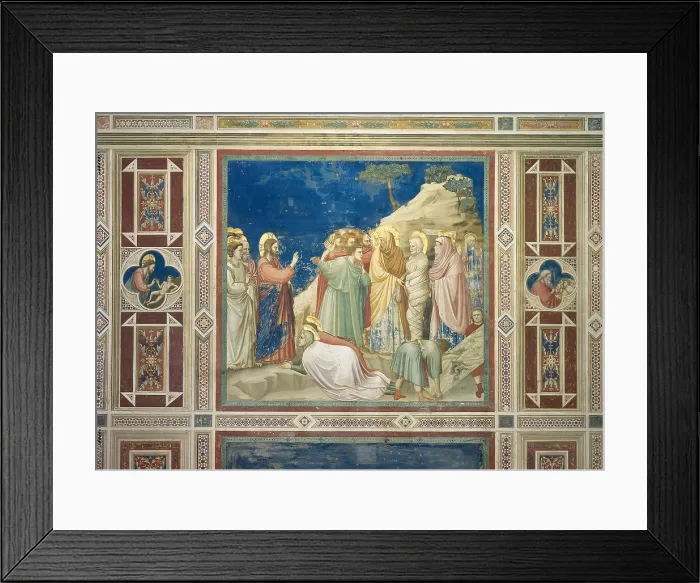 Framed Print : Scenes from the Life of Christ Raising of Lazarus, by Giotto, 1304 - 1306, 14th Century, fresco, - Italy, Veneto, Padua, Scrovegni Chapel. All