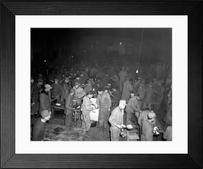 Framed Print : 5th U.S. Marine Regiment has Thanksgiving dinner of turkey, pumpkin pie and trimmings, Nov. 23, 1950