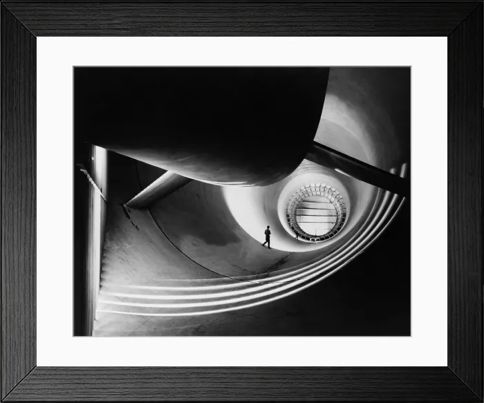 Framed Print : Wind tunnel at Langley Aeronautical Laboratory in the 1940s was used in aerodynamic research to study the effects of air moving past solid objects. Photo by William P
