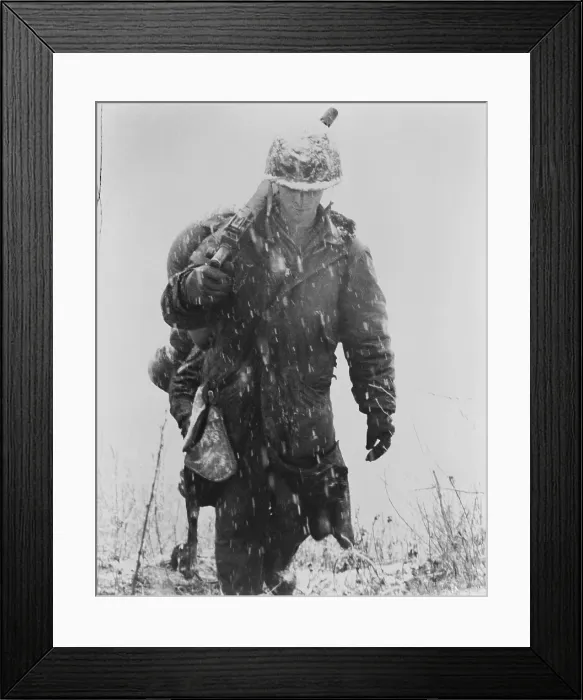 Framed Print : U.S. Marine among those supporting the embattled First Marine Division and Seventh Infantry Division at Yudam-Ni, Nov. 27-Dec. 3, 1950. Korean War, 1950-53. (BSLOC_2014_11_79)