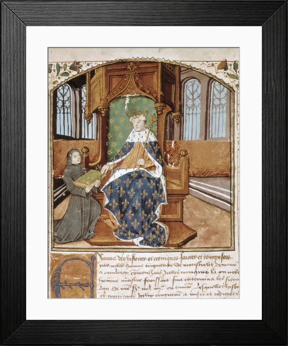 Framed Print : CHARLES VII of France (1403-1461). King of France (1422-1461), Valois dynasty. Illustration of Grandes Chroniques de France' (14th century) Framed Print : CHARLES VII of France (1403-1461). King of France (1422-1461), Valois dynasty. Illustration of Grandes Chroniques de France' (14th century)