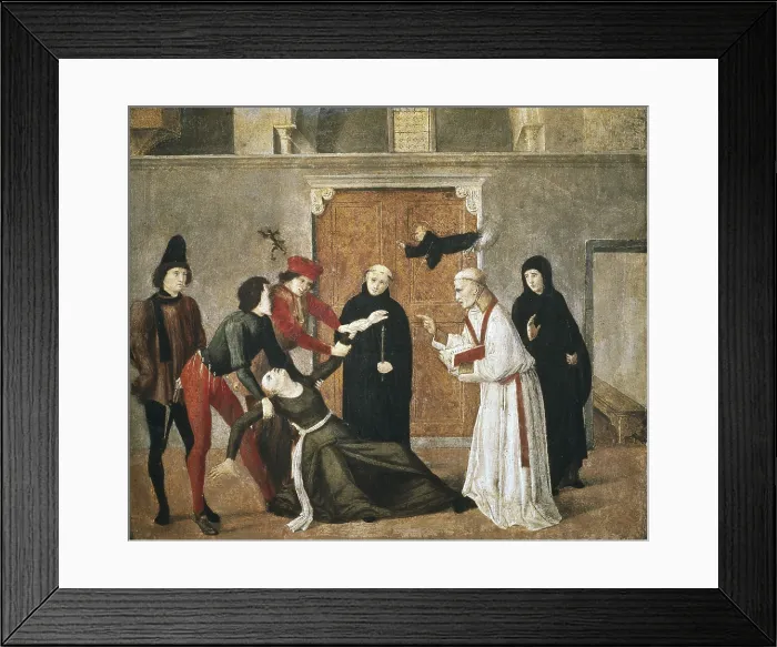 Framed Print : Exorcism of one possessed by the devil. ca. 1300. Renaissance art. Trecento. Oil. ITALY. Florence. Museum of the Horne Foundation