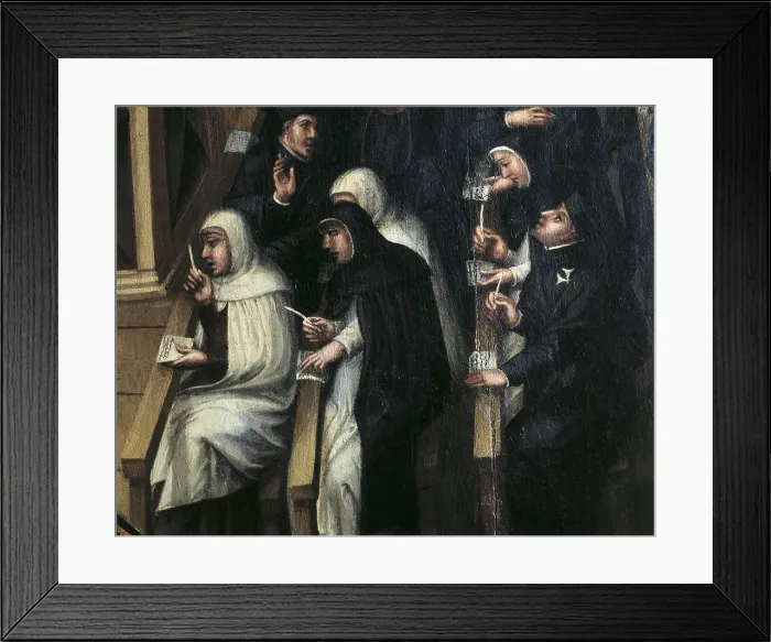 Framed Print : CERVERA, Martin de (2nd half 16 c.-1st half 17 c.). University classroom. 1614. Detail depicting the students, dressed in religious habits Framed Print : CERVERA, Martin de (2nd half 16 c.-1st half 17 c.). University classroom. 1614. Detail depicting the students, dressed in religious habits