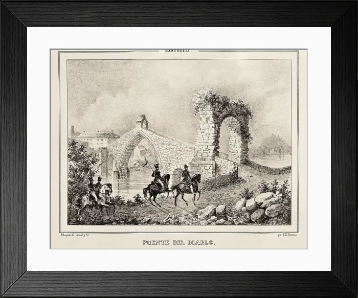 Framed Print : Martorell. Puente del Diablo or Devil's Bridge by F.X.Parcerisa, c.1839 Framed Print : Martorell. Puente del Diablo or Devil's Bridge by F.X.Parcerisa, c.1839