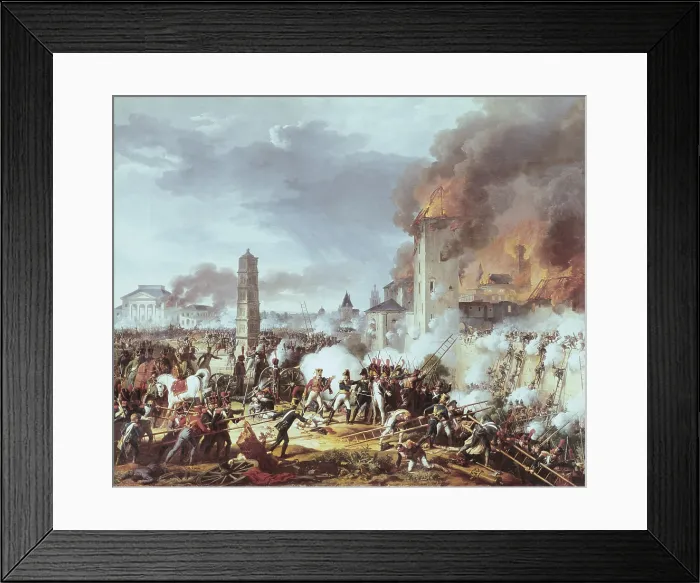Framed Print : THEVENIN, Charles (1764-1838). Attack and conquest of Regensburg. April 21, 1809. 1812. Oil on canvas. FRANCE. Versailles. National Museum of Versailles