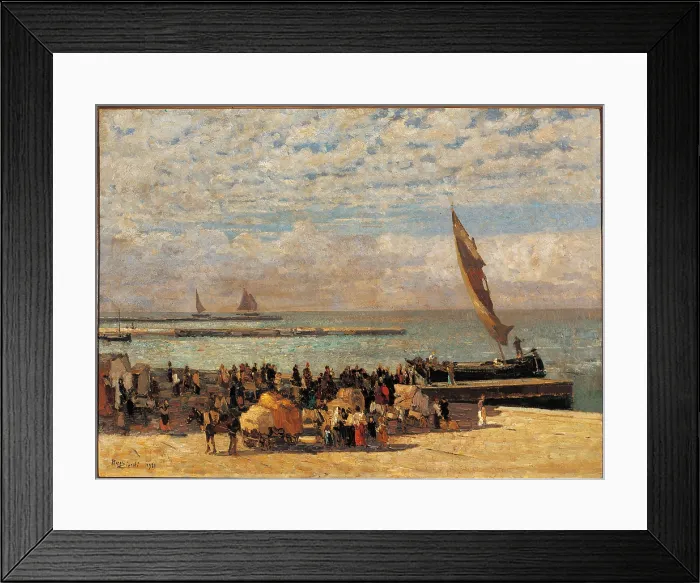 Framed Print : Landscape, by Giuseppe Ciardi, 1900 - 1930 about, 20th Century, oil on canvas, cm 82 x 113 - Italy, Lazio, Rome, Palazzo Koch, Banca dItalia Collection. All