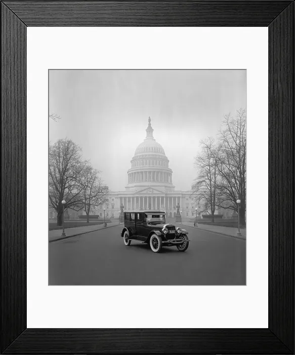 Framed Print : Ford Motor Company's luxury car, the Lincoln, at Capitol in Washington, D.C. This hard top coupe had seats for four to five passengers. Ca. 1925