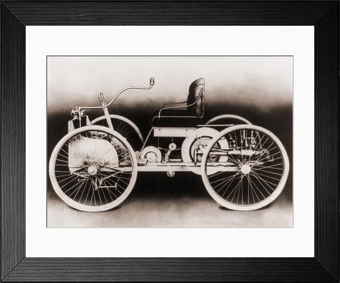 Framed Print : An 1896 Ford, a gasoline-powered motor car, which its maker, Henry Ford, called Quadricycle