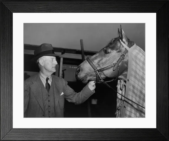 Framed Print : Charles Howard admiring his horse Seabiscuit, March 5, 1940. Seabiscuit had just won the Santa Anita Handicap. - (BSLOC_2015_1_124) Framed Print : Charles Howard admiring his horse Seabiscuit, March 5, 1940. Seabiscuit had just won the Santa Anita Handicap. - (BSLOC_2015_1_124)