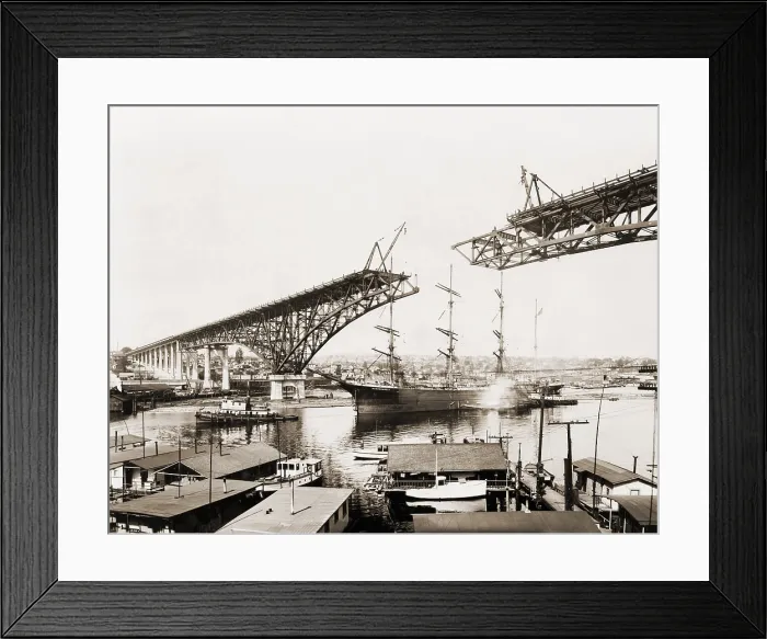 Framed Print : The George Washington Memorial Bridge (Aurora Bridge), a cantilever and truss bridge over the Seattle's Lake Union, opened to traffic on February 27, 1932 Framed Print : The George Washington Memorial Bridge (Aurora Bridge), a cantilever and truss bridge over the Seattle's Lake Union, opened to traffic on February 27, 1932