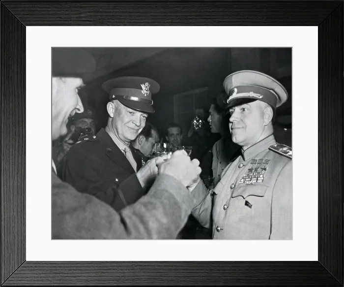 Framed Print : Allied Generals, Bernard Montgomery, Dwight Eisenhower, and Georgii Zhukov share a Victory toast. 1945. (BSLOC_2013-12_121) Framed Print : Allied Generals, Bernard Montgomery, Dwight Eisenhower, and Georgii Zhukov share a Victory toast. 1945. (BSLOC_2013-12_121)