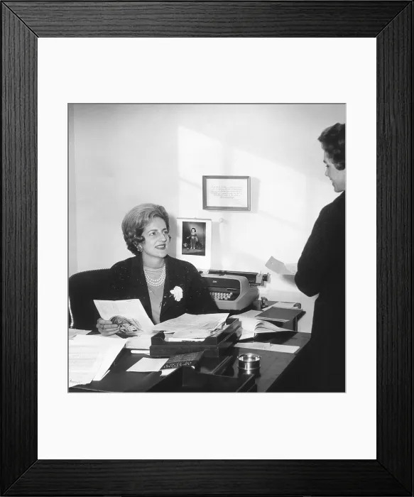 Framed Print : Letitia Baldrige in her White House office as Jacqueline Kennedy's Social Secretary. She was an etiquette expert, public relations executive, and author. Jan. 25, 1961