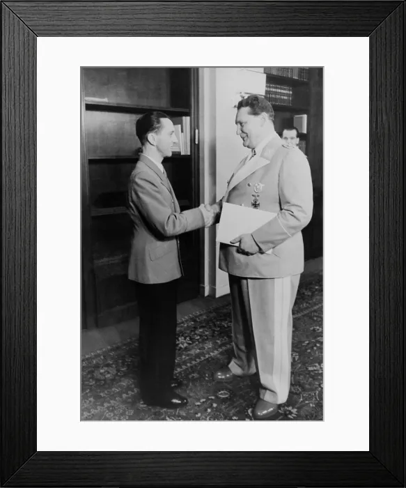 Framed Print : Nazi leaders, Hermann Goering and Joseph Goebbels, shaking hands. Jan. 12, 1941. (BSLOC_2013-12_126)
