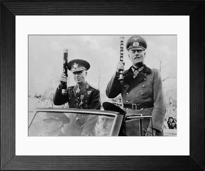 Framed Print : Romanian leader, Ion Antonescu, and Field Marshal Wilhelm Keitel in a victory parade in Bucharest. Late 1941, celebrating the fall of besieged Odessa after 73 days, in Oct. 1941