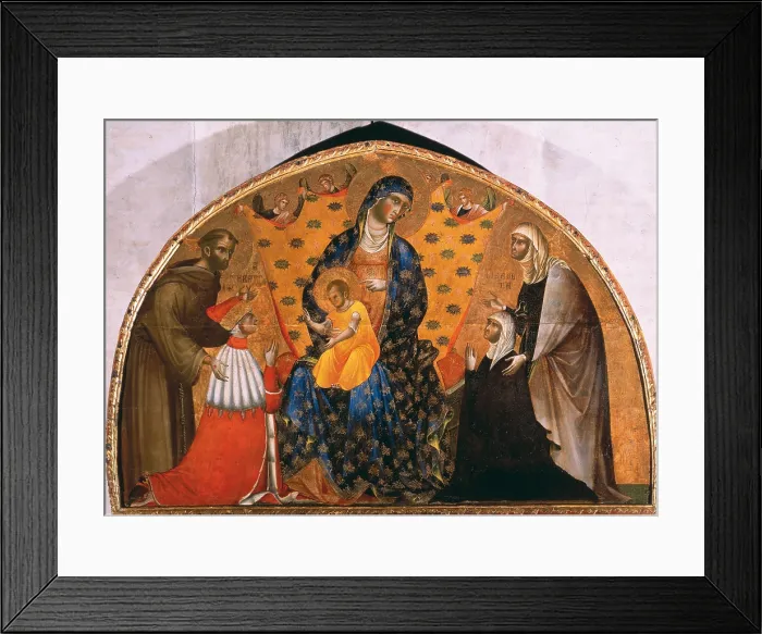 Framed Print : Doge Francesco Dandolo and His Wife Presented to the Madonna, by Paolo Veneziano, 14th Century, panel, - Italy, Veneto, Venice, Santa Maria Gloriosa dei Frari Basilica. All