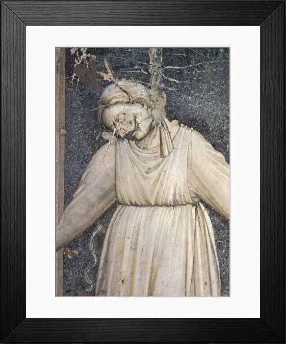 Framed Print : Allegories of Virtues and Vices, by Giotto, 1304 - 1306 about, 14th Century, fresco, cm 120 x 60 - Italy, Veneto, Padua, Scrovegni Chapel. Detail Framed Print : Allegories of Virtues and Vices, by Giotto, 1304 - 1306 about, 14th Century, fresco, cm 120 x 60 - Italy, Veneto, Padua, Scrovegni Chapel. Detail