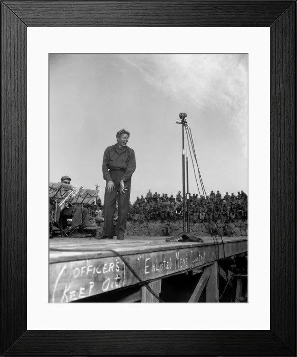 Framed Print : Danny Kaye, entertains 4, 000 occupation troops of the 5th Marine Division at Sasebo, Japan. Oct. 25, 1945. (BSLOC_2013-12_141)