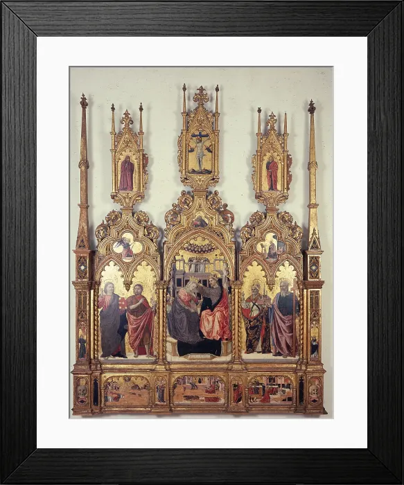 Framed Print : Triptych with the Coronation of the Virgin, by Degli Erri Bartolomeo and Degli Erri Agnolo, 15th Century, 1462 -1466, panel, - Italy, Emilia Romagna, Modena, Estense Gallery