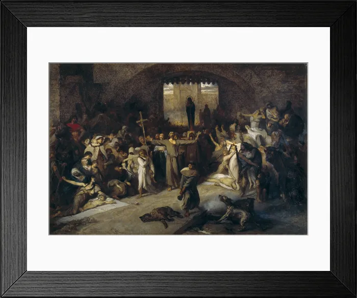 Framed Print : GALLAIT, Louis (1810-1887). The Plague of Tournai in 1095. 1881. Represents the origins of 'La Grande Procession' Framed Print : GALLAIT, Louis (1810-1887). The Plague of Tournai in 1095. 1881. Represents the origins of 'La Grande Procession'