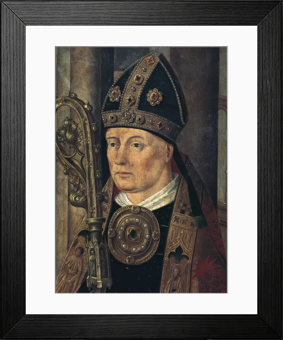 Framed Print : Isidore of Sevilla, Saint (560-636). Doctor of the Church and bishop of Sevilla. Right panel of the altarpiece of the Chancellor SAnchez de Logrono. c. 1480-c. 1490. Detail Framed Print : Isidore of Sevilla, Saint (560-636). Doctor of the Church and bishop of Sevilla. Right panel of the altarpiece of the Chancellor SAnchez de Logrono. c. 1480-c. 1490. Detail