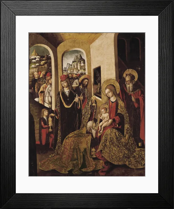 Framed Print : The Adoration of the Magi. 15th c. Anonymous painting supposedly made by Valencian painter Rodrigo de Osona. Renaissance art. Oil on wood. SPAIN. Madrid. Prado Museum