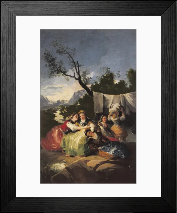 Framed Print : GOYA Y LUCIENTES, Francisco de (1746-1828). The Washerwomen. 1779-1780. Painted for the Princes Bedroom at El Pardo. Oil on canvas. SPAIN. Madrid. Prado Museum