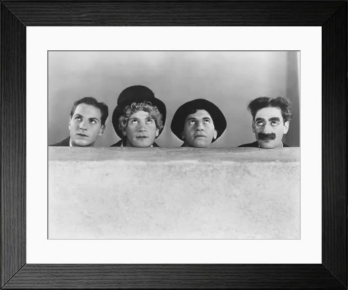 Framed Print : ANIMAL CRACKERS, from left: Zeppo Marx, Harpo Marx, Chico Marx, Groucho Marx, 1930