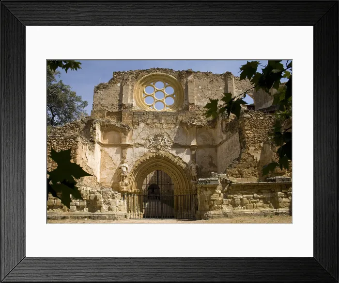 Framed Print : SPAIN. Nuevalos. Monasterio de Piedra' (Rock Monastery), from 12th c. Ruins of the church facade. Cistercian art Framed Print : SPAIN. Nuevalos. Monasterio de Piedra' (Rock Monastery), from 12th c. Ruins of the church facade. Cistercian art